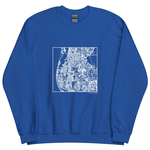 Largo Florida  Map Unisex Crewneck Sweater with City inscription in Royal Blue