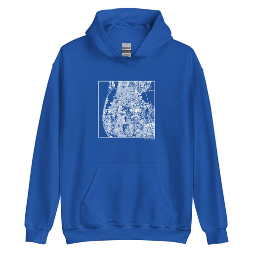 Largo Florida  Map Unisex Hoodie Sweater with City inscription in Royal Blue