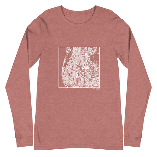 Largo Florida  Map Unisex Long-Sleeve T-shirt with City inscription in Heather Mauve