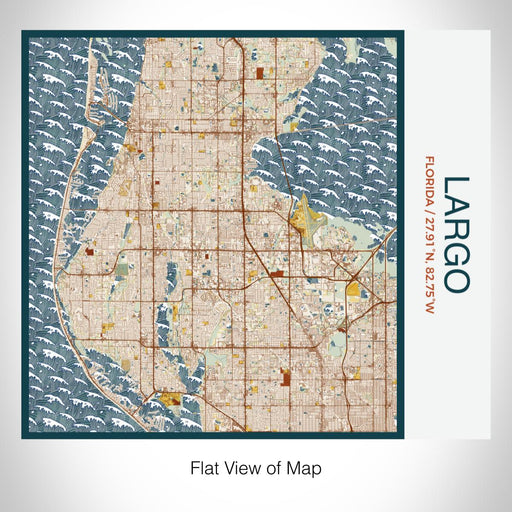 Rendered View of Largo Florida Map on 17oz Stainless Steel Insulated Tumbler in Woodblock Map Style
