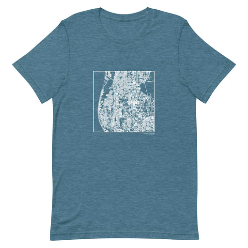 Largo Florida  Map Unisex T-Shirt with City inscription in Heather Teal