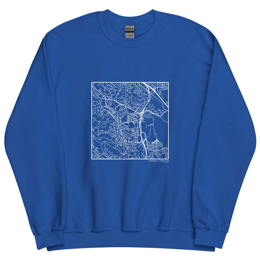Larkspur California  Map Unisex Crewneck Sweater with City inscription in Royal Blue