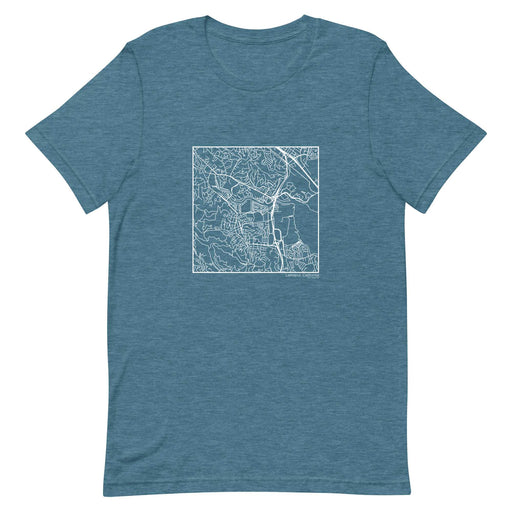 Larkspur California  Map Unisex T-Shirt with City inscription in Heather Teal