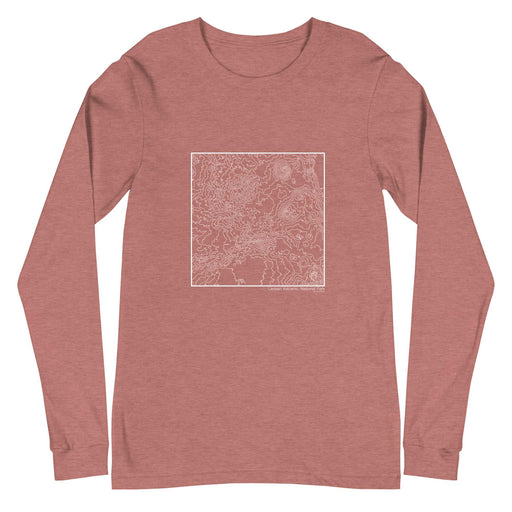 Lassen Volcanic National Park Topographic  Map Unisex Long-Sleeve T-shirt with City inscription in Heather Mauve