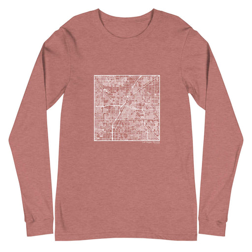 Las Vegas Nevada  Map Unisex Long-Sleeve T-shirt with City inscription in Heather Mauve