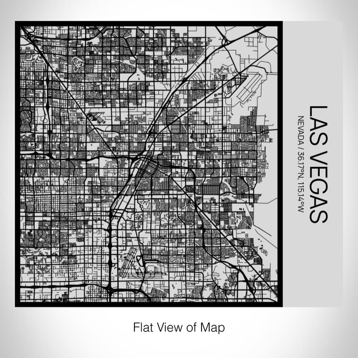 Rendered View of Las Vegas Nevada Map on 17oz Stainless Steel Insulated Tumbler in Tactile Lines with Succulent in Background