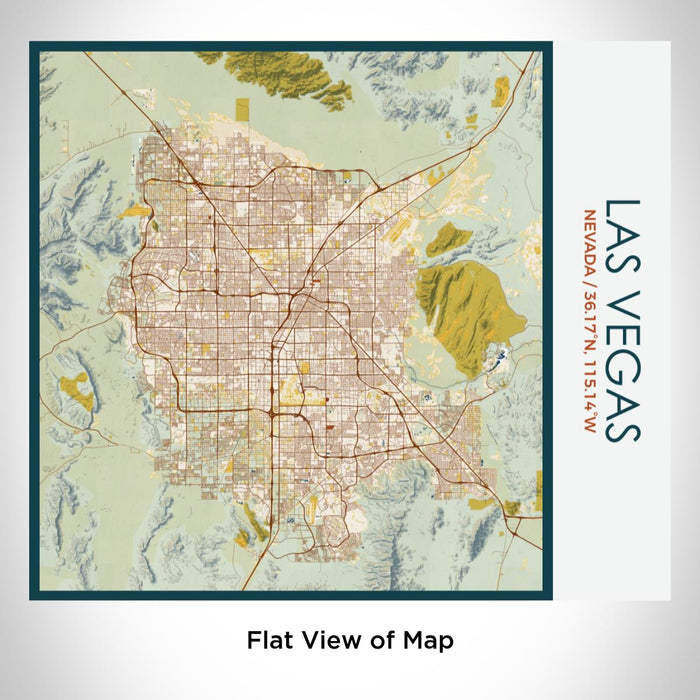 Rendered View of Las Vegas Nevada Map on 17oz Stainless Steel Insulated Tumbler in Woodblock Map Style