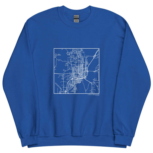 Laurel Mississippi  Map Unisex Crewneck Sweater with City inscription in Royal Blue