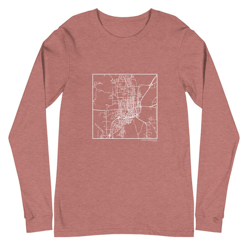 Laurel Mississippi  Map Unisex Long-Sleeve T-shirt with City inscription in Heather Mauve