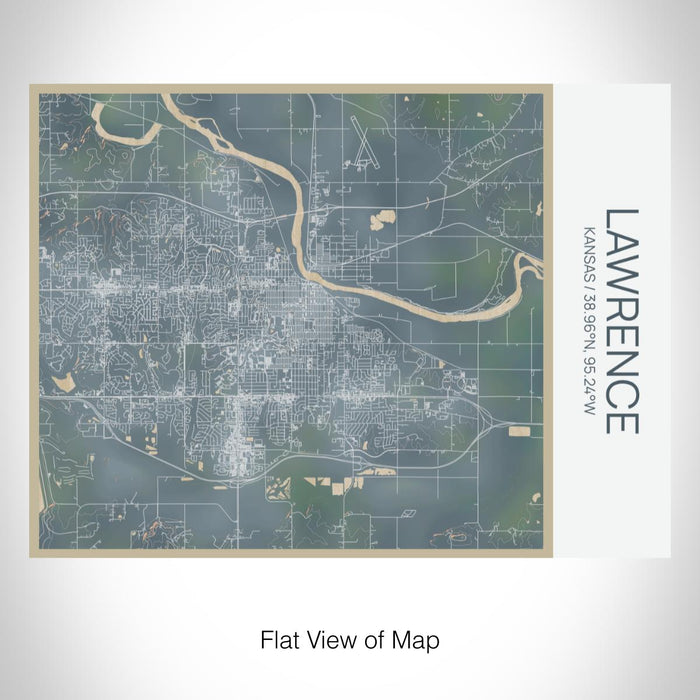 Rendered View of Lawrence Kansas Map on 20oz Stainless Steel Insulated Bottle with Bamboo Top with printed afternoon style map