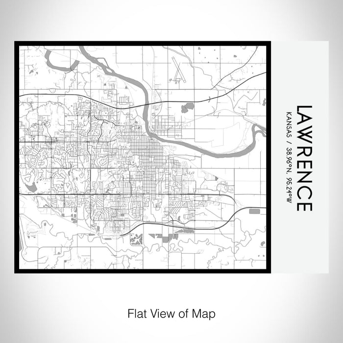 Rendered View of Lawrence Kansas Map on 20oz Stainless Steel Insulated Bottle with Bamboo Top with printed classic style map