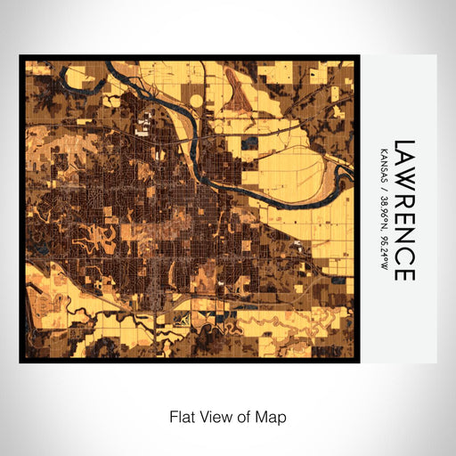 Rendered View of Lawrence Kansas Map on 20oz Stainless Steel Insulated Bottle with Bamboo Top with printed ember style map