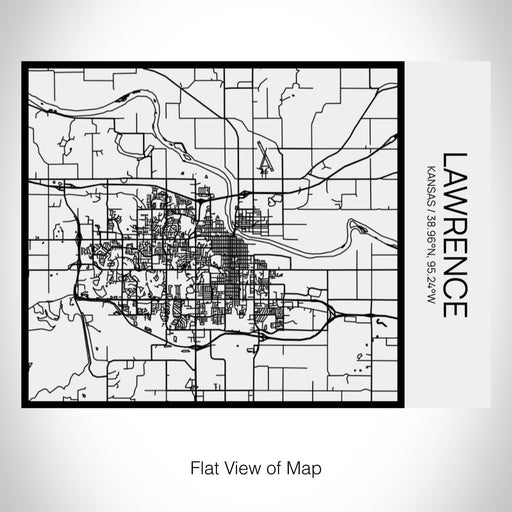 Rendered View of Lawrence Kansas Map on 20oz Stainless Steel Insulated Bottle with Bamboo Top in Matte White with printed Tactile Lines Map in Black