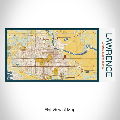 Rendered View of Lawrence Kansas Map on 17oz Stainless Steel Insulated Bottle with printed woodblock style map