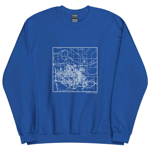 Lawrence Kansas  Map Unisex Crewneck Sweater with City inscription in Royal Blue