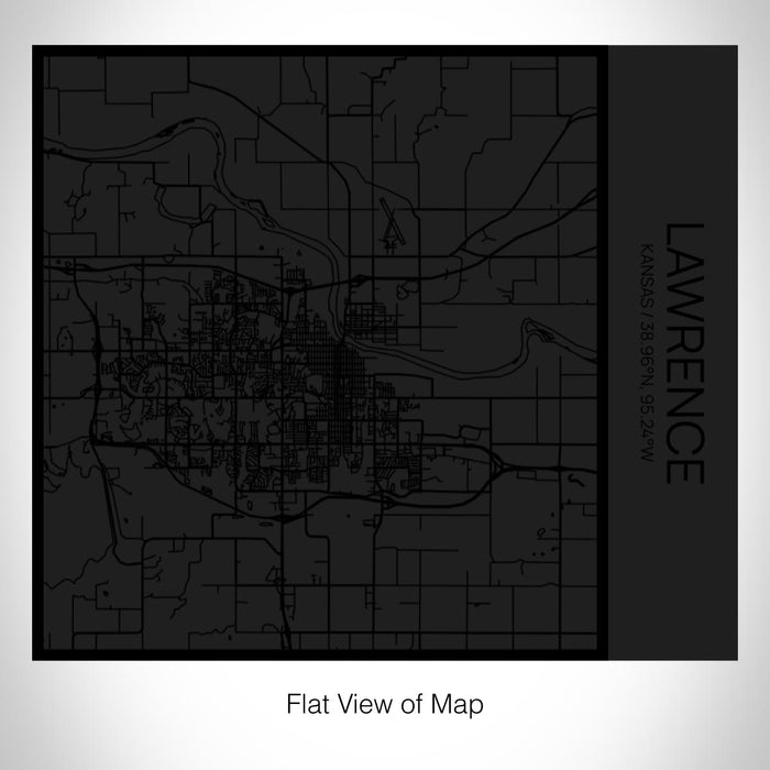 Rendered View of Lawrence Kansas Map on 17oz Stainless Steel Insulated Tumbler in Matte Black with Tactile Lines