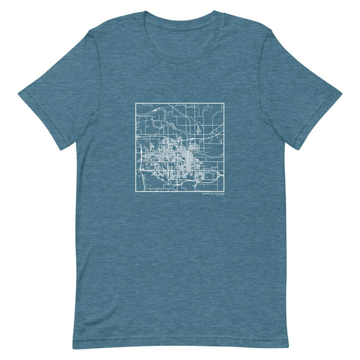 Lawrence Kansas  Map Unisex T-Shirt with City inscription in Heather Teal