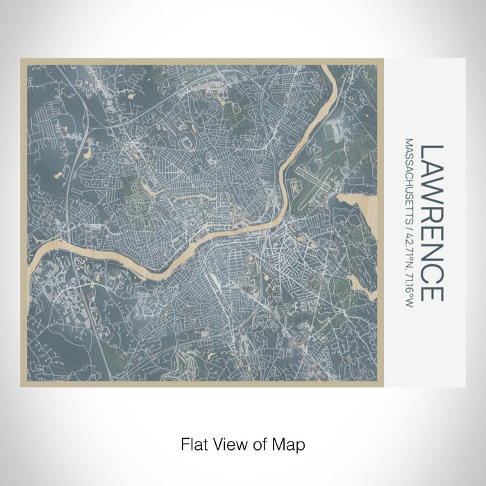 Rendered View of Lawrence Massachusetts Map on 20oz Stainless Steel Insulated Bottle with Bamboo Top with printed afternoon style map