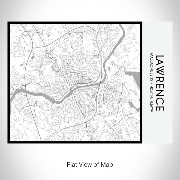Rendered View of Lawrence Massachusetts Map on 20oz Stainless Steel Insulated Bottle with Bamboo Top with printed classic style map