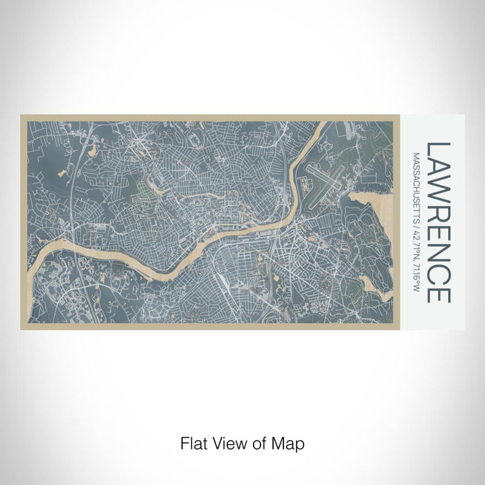 Rendered View of Lawrence Massachusetts Map on 17oz Stainless Steel Insulated Bottle with printed afternoon style map