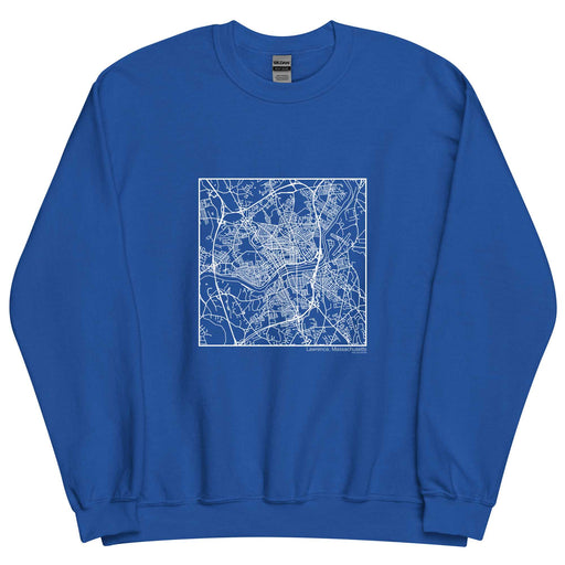 Lawrence Massachusetts  Map Unisex Crewneck Sweater with City inscription in Royal Blue