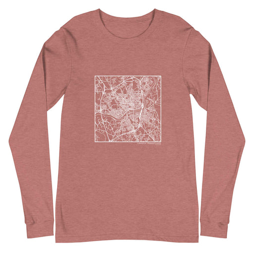 Lawrence Massachusetts  Map Unisex Long-Sleeve T-shirt with City inscription in Heather Mauve