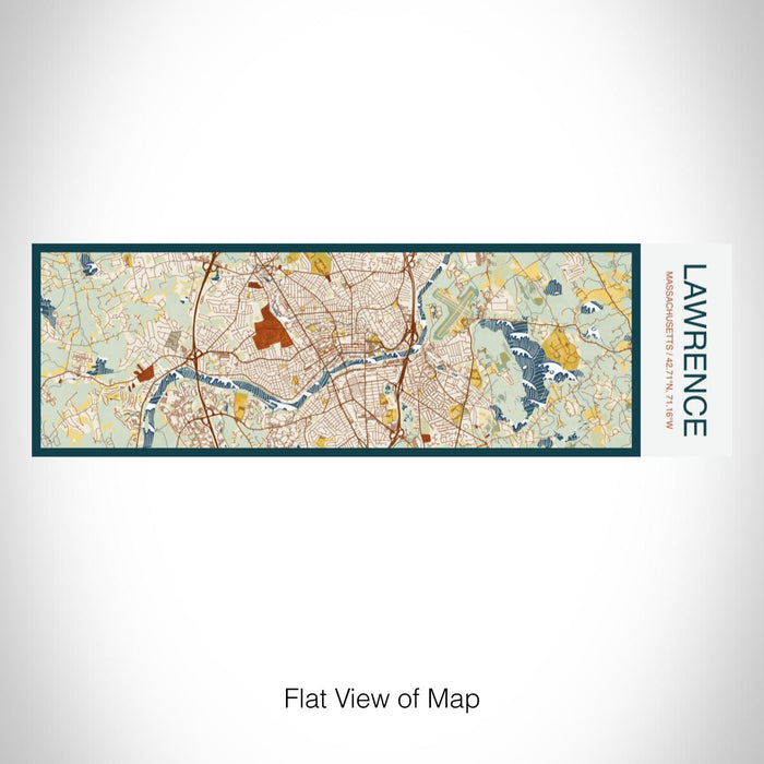 Rendered View of Lawrence Massachusetts Map on 10oz Stainless Steel Insulated Cup in Woodblock with Sliding Lid