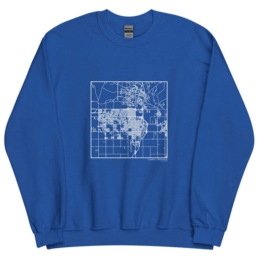 Lawton Oklahoma  Map Unisex Crewneck Sweater with City inscription in Royal Blue
