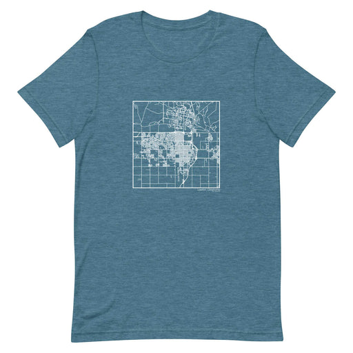 Lawton Oklahoma  Map Unisex T-Shirt with City inscription in Heather Teal