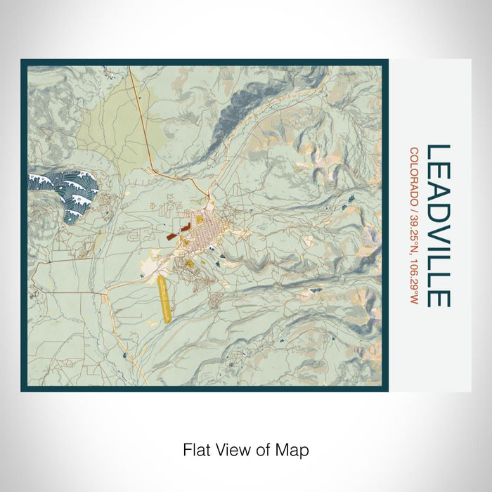 Rendered View of Leadville Colorado Map on 20oz Stainless Steel Insulated Bottle with Bamboo Top with printed woodblock style map