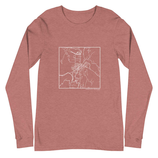 Leavenworth Washington  Map Unisex Long-Sleeve T-shirt with City inscription in Heather Mauve
