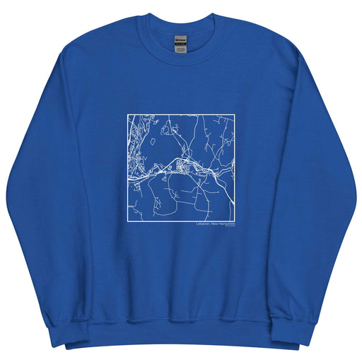 Lebanon New Hampshire  Map Unisex Crewneck Sweater with City inscription in Royal Blue