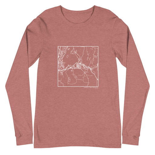 Lebanon New Hampshire  Map Unisex Long-Sleeve T-shirt with City inscription in Heather Mauve