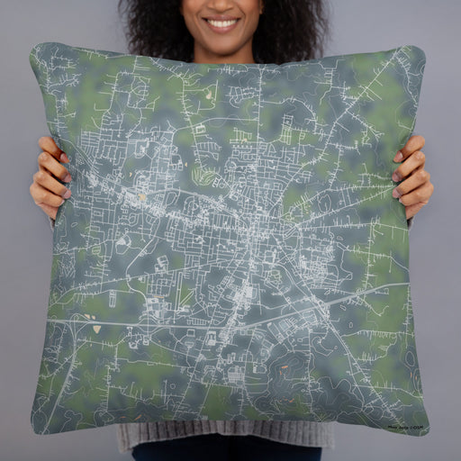 Person holding 22x22 Custom Lebanon Tennessee Map Throw Pillow in Afternoon
