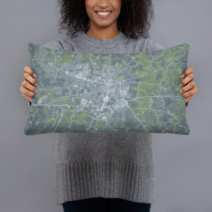 Person holding 20x12 Custom Lebanon Tennessee Map Throw Pillow in Afternoon