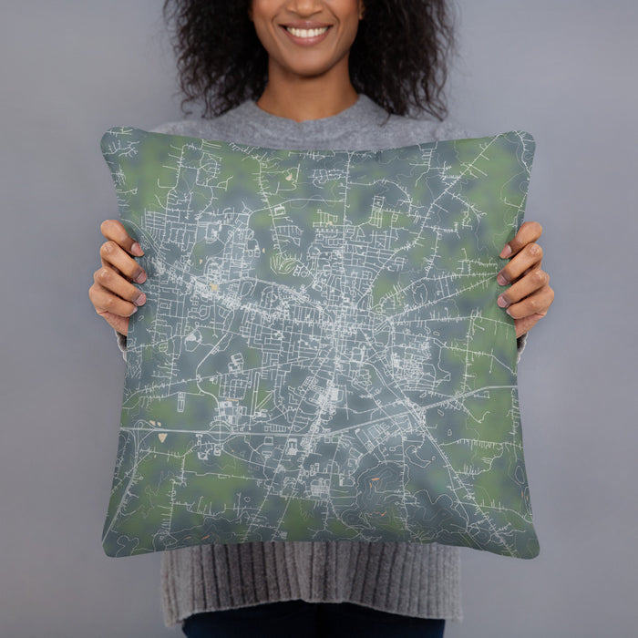 Person holding 18x18 Custom Lebanon Tennessee Map Throw Pillow in Afternoon
