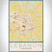 Lebanon Tennessee Map Print Portrait Orientation in Woodblock Style With Shaded Background