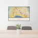 24x36 Lehi Utah Map Print Lanscape Orientation in Woodblock Style Behind 2 Chairs Table and Potted Plant