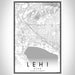 Lehi Utah Map Print Portrait Orientation in Classic Style With Shaded Background