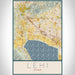 Lehi Utah Map Print Portrait Orientation in Woodblock Style With Shaded Background