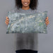 Person holding 20x12 Custom Lemont Illinois Map Throw Pillow in Afternoon