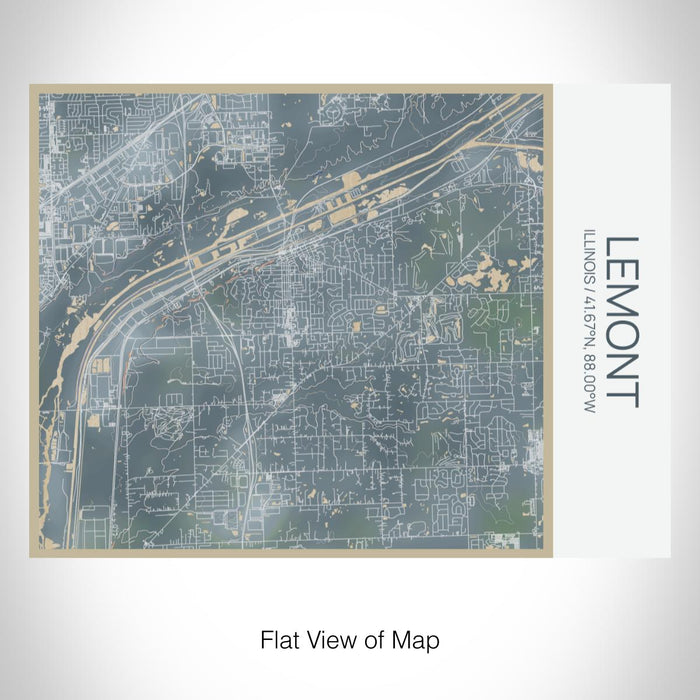 Rendered View of Lemont Illinois Map on 20oz Stainless Steel Insulated Bottle with Bamboo Top with printed afternoon style map
