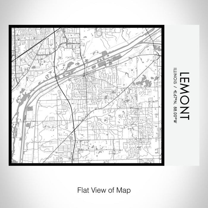 Rendered View of Lemont Illinois Map on 20oz Stainless Steel Insulated Bottle with Bamboo Top with printed classic style map