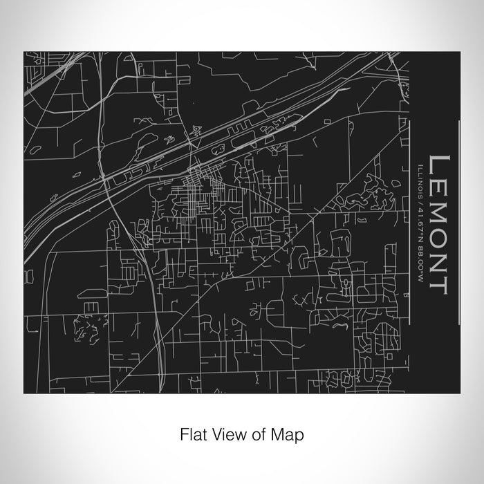 Rendered View of Lemont Illinois Map on 20oz Stainless Steel Insulated Bottle with Bamboo Top in Black