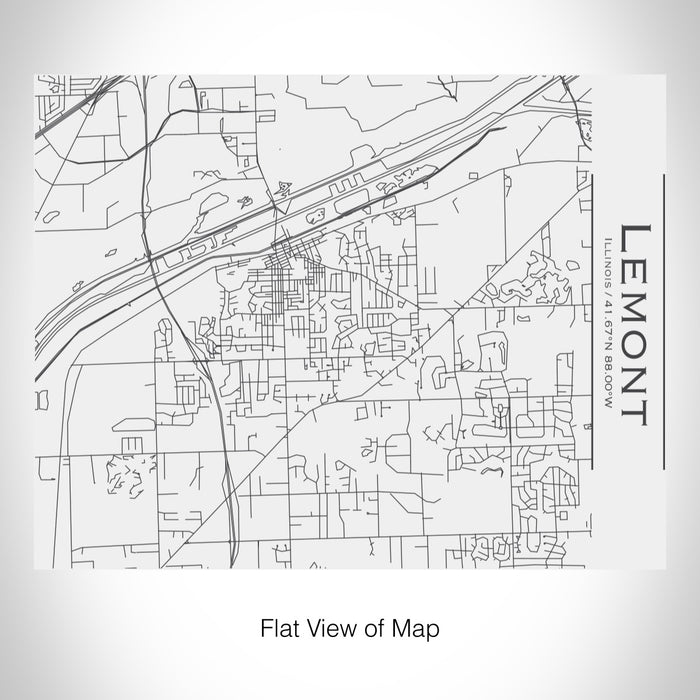 Rendered View of Lemont Illinois Map on 20oz Stainless Steel Insulated Bottle with Bamboo Top in White