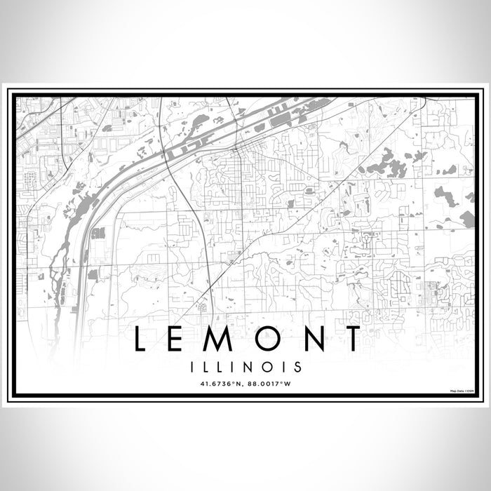 Lemont Illinois Map Print Landscape Orientation in Classic Style With Shaded Background