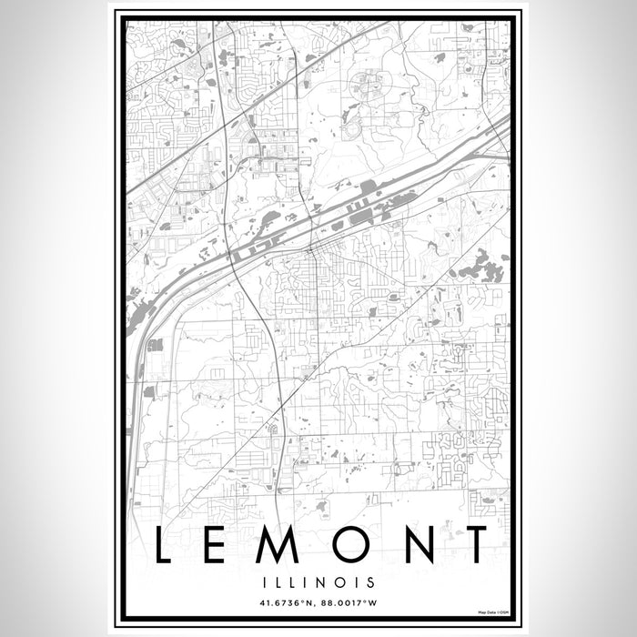 Lemont Illinois Map Print Portrait Orientation in Classic Style With Shaded Background