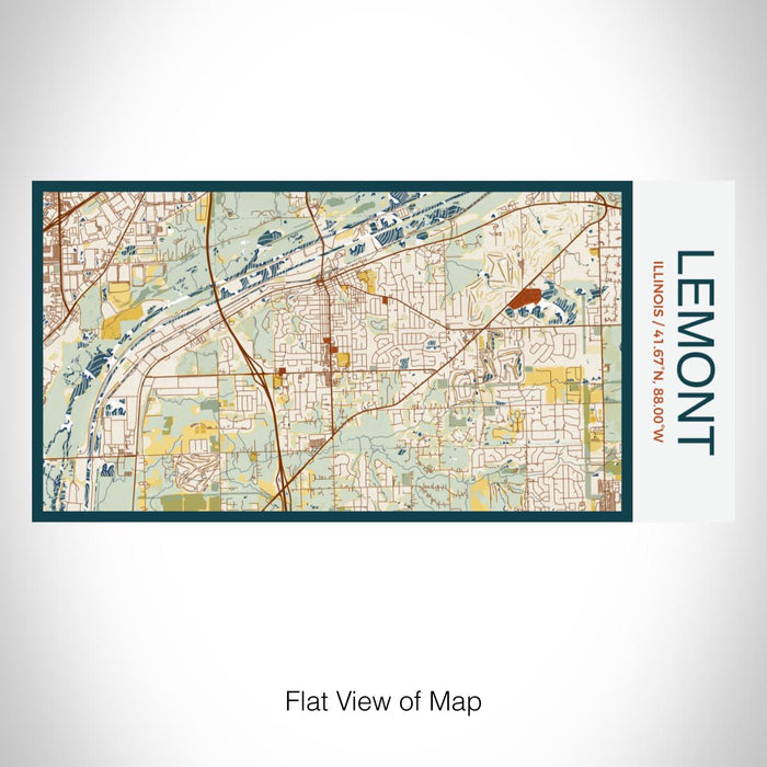 Rendered View of Lemont Illinois Map on 17oz Stainless Steel Insulated Bottle with printed woodblock style map