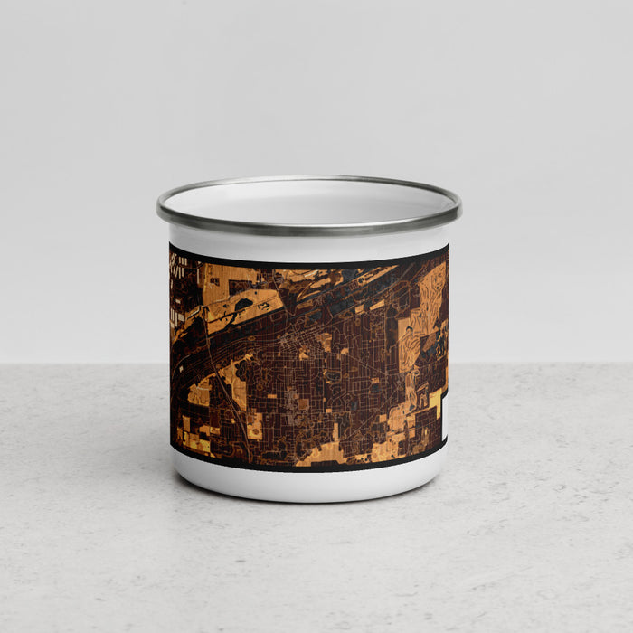 Front View Custom Lemont Illinois Map Enamel Mug in Ember