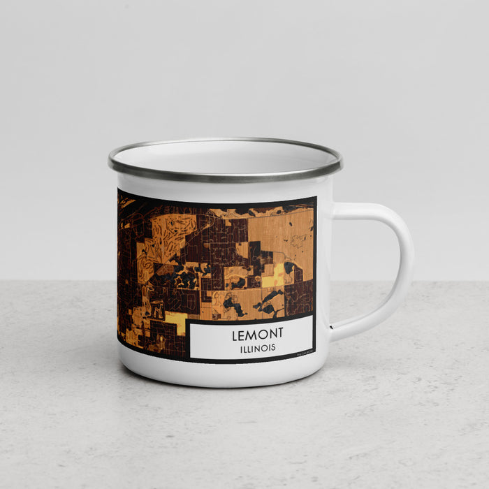 Right View Custom Lemont Illinois Map Enamel Mug in Ember